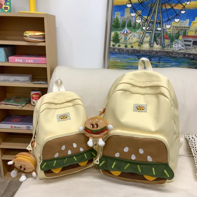 Parker Bear Nylon Backpack Unisex White/Yellow/Khaki/Coffee-8