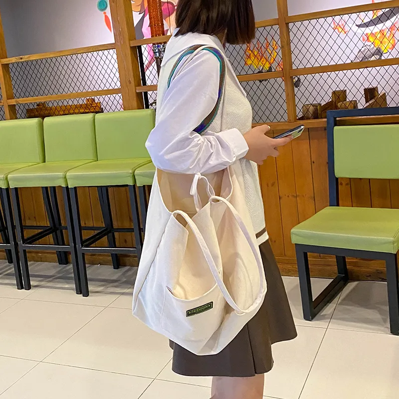 Parker Bear Canvas Tote Bag Shopping Bag Canvas Bag Shoulder Bag Regular Unisex White-6