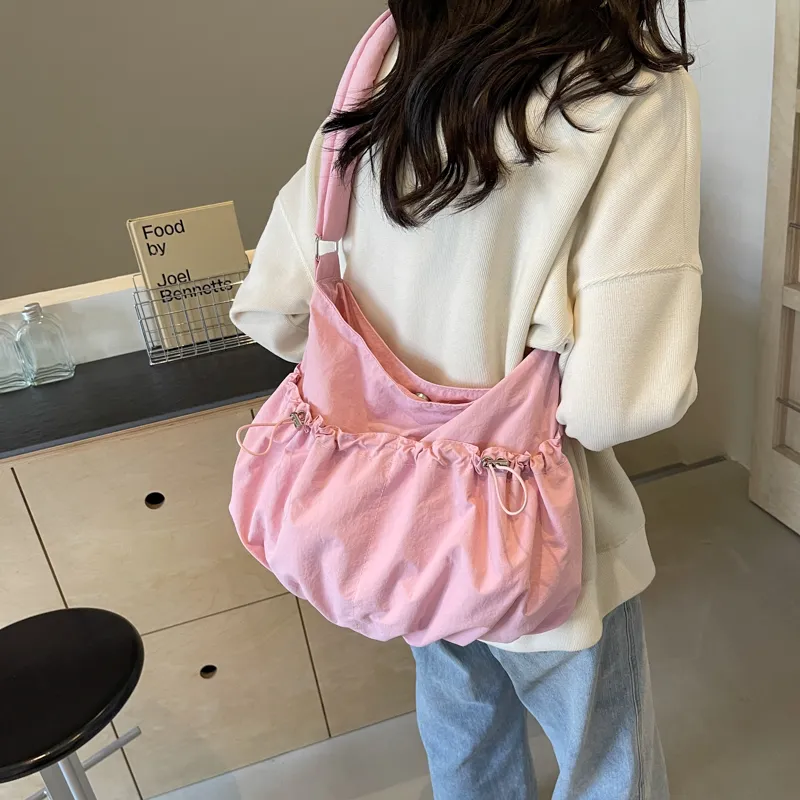 Parker Bear Fabric College Student All Korean Travel Backpack Crossbody Bag Regular Women's Black/Ecru/Blue/Pink/Green-23