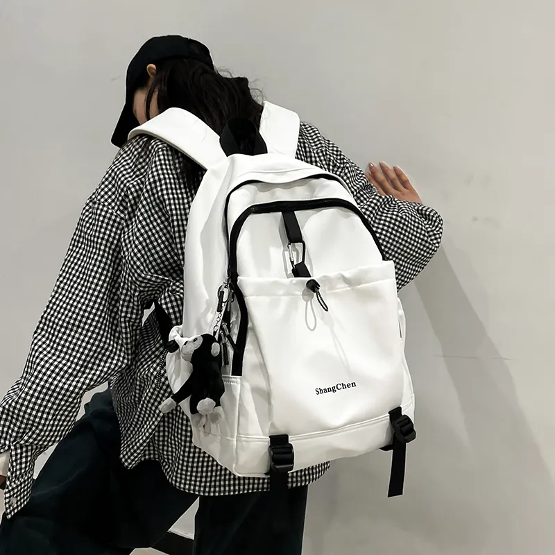Parker Bear Nylon Backpack Unisex Black/White-2