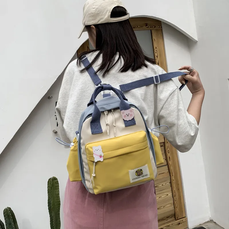 Parker Bear Oxford Backpack Unisex Pink Yellow Blue Black-20