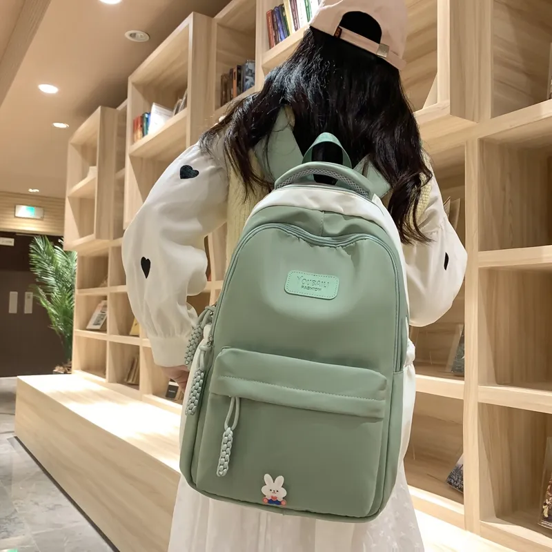 Parker Bear Nylon Backpack Unisex Black White/Blue White/Pink White/Red White/Green White-12