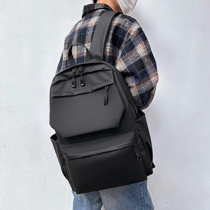 MingLu Oxford Backpack Regular Unisex Gray/Black-4