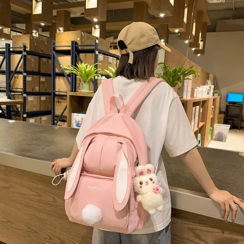 Parker Bear Nylon Backpack Women's Yellow/Pink/White/Blue-11
