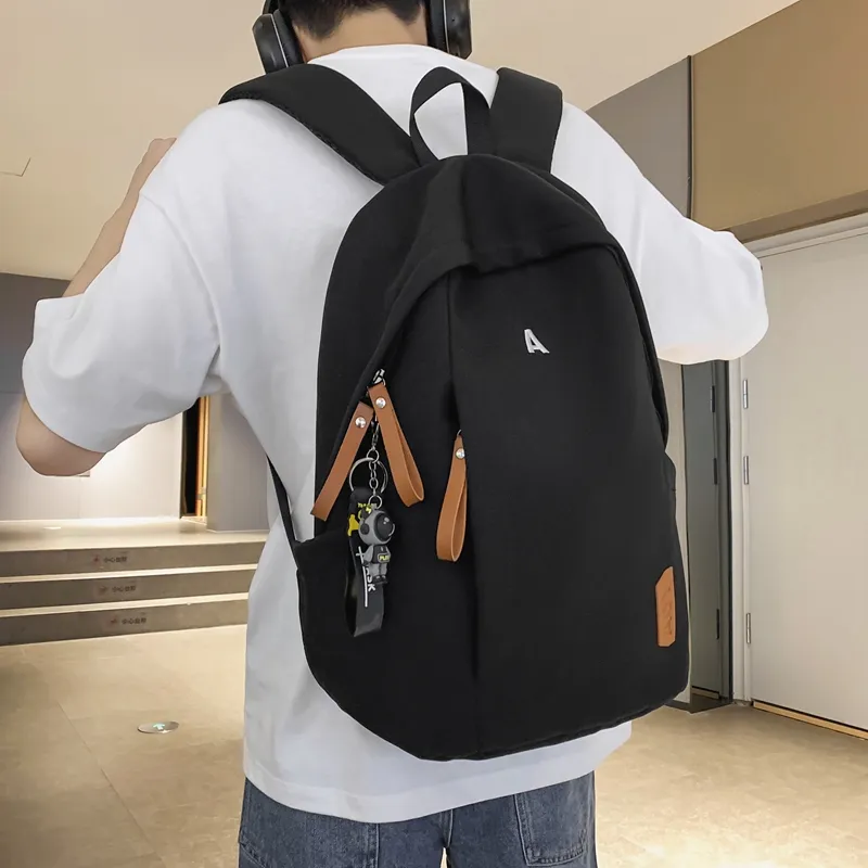 Parker Bear Nylon Backpack Unisex Black/White/Khaki/Blue-5