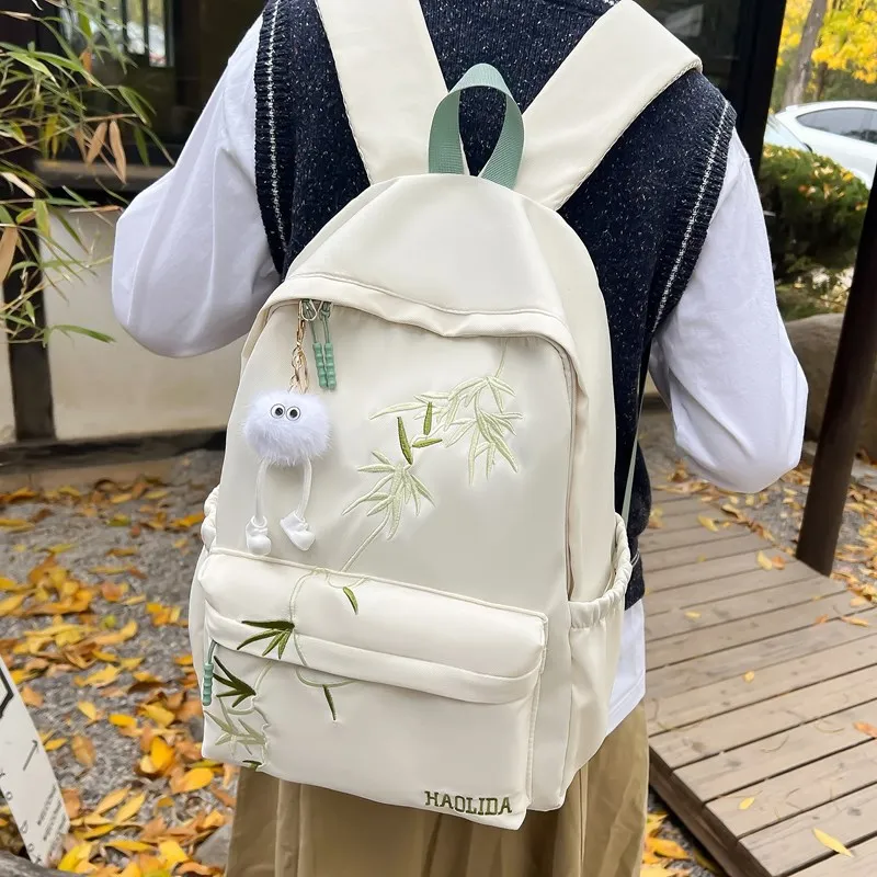 Parker Bear Composite Cloth Backpack Unisex Khaki/Black/White-2