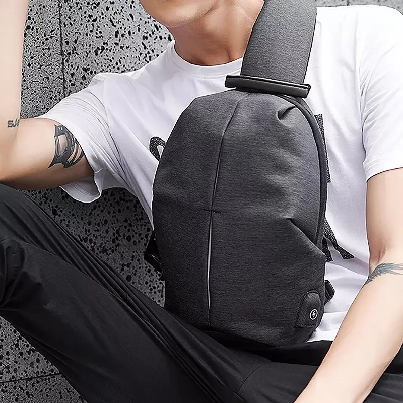 MingLu Nylon Backpack Shoulder Bag Crossbody Bag Sling Bag Regular Unisex Black-3