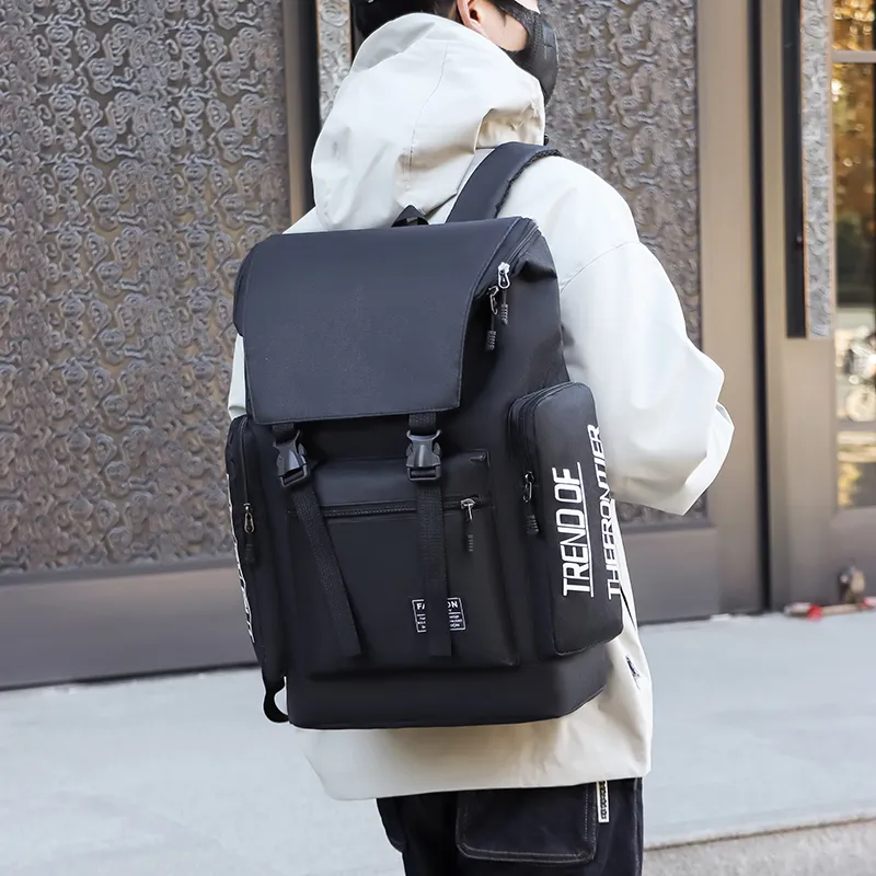 MingLu Oxford Travel Laptop Bag Backpack Regular Unisex Black/Gray-4