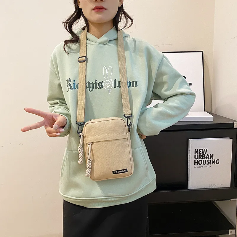 Parker Bear Canvas Canvas Bag Shoulder Bag Crossbody Bag Regular Unisex Black/Blue/Khaki/White-28