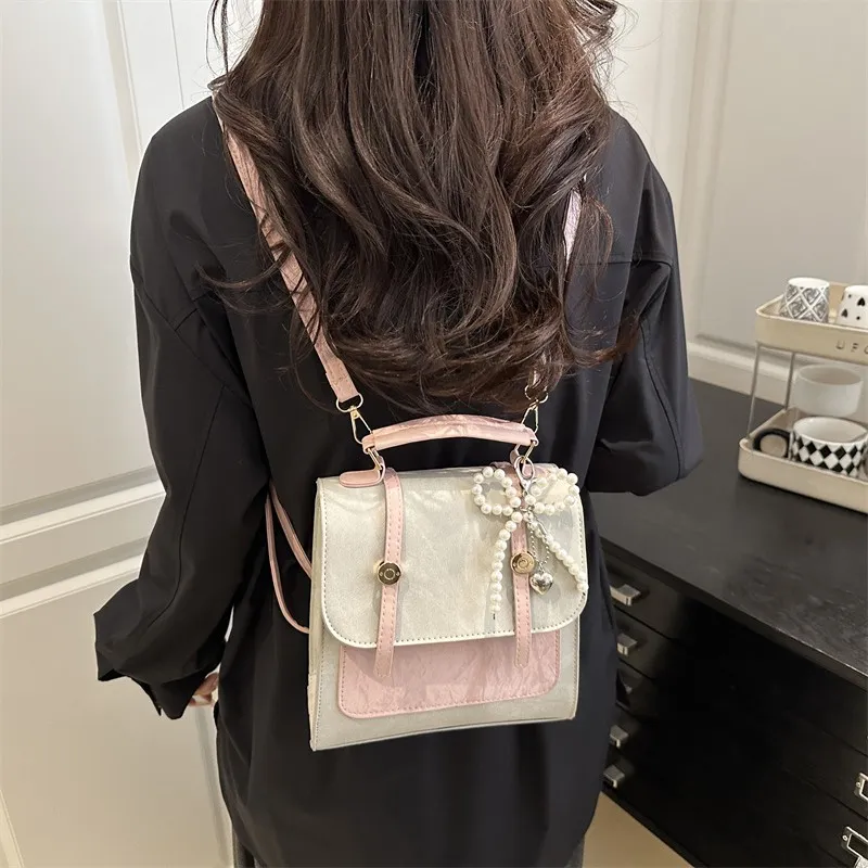 MingLu PU Backpack Regular Women's White/Blue-1