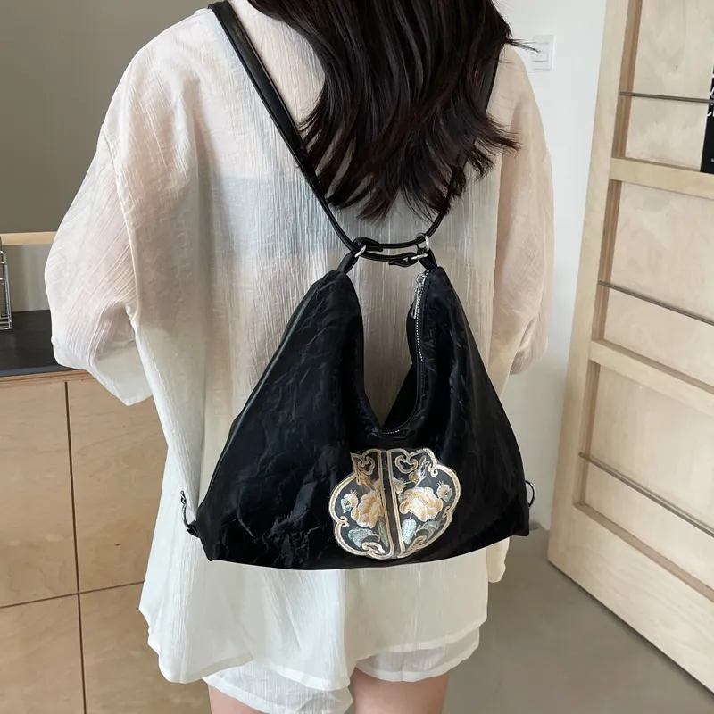 MingLu PU One Shoulder Backpack Handbag Women's Black/Ecru/Silver/Pink-3