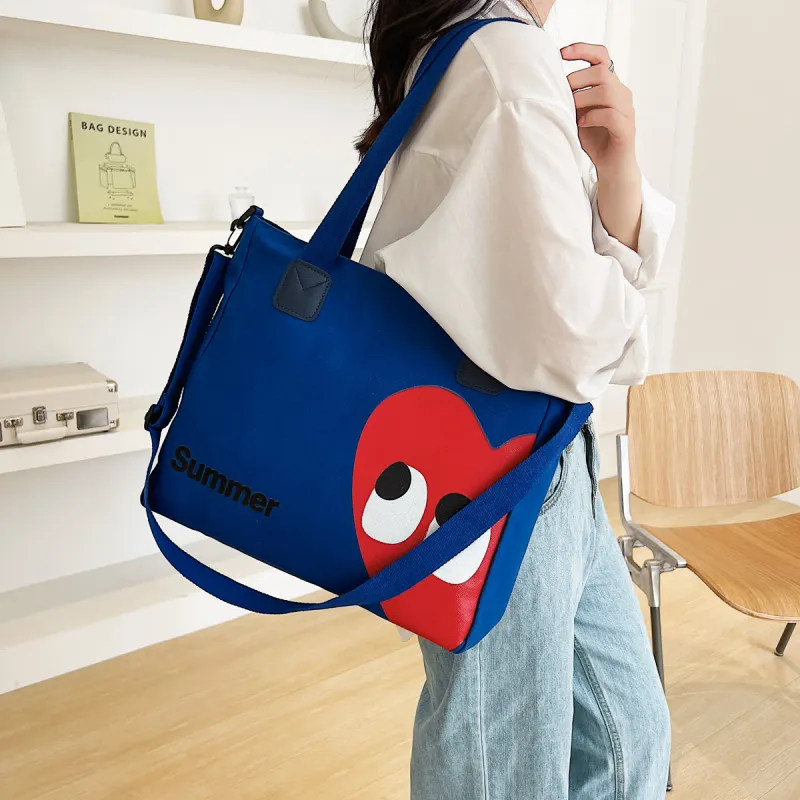 Parker Bear Canvas Canvas Bag Shoulder Bags Regular Unisex Blue/Green/Ecru-18