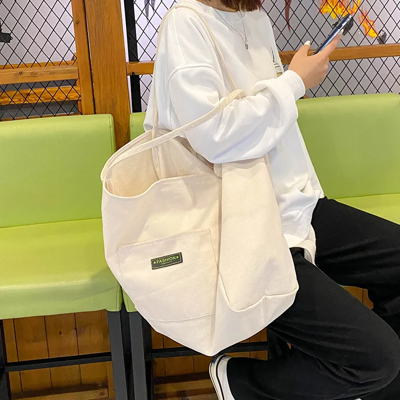 Parker Bear Canvas Tote Bag Shopping Bag Canvas Bag Shoulder Bag Regular Unisex White-3