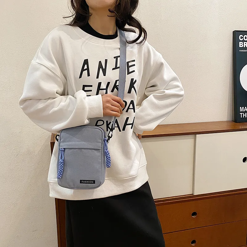 Parker Bear Canvas Canvas Bag Shoulder Bag Crossbody Bag Regular Unisex Black/Blue/Khaki/White-12