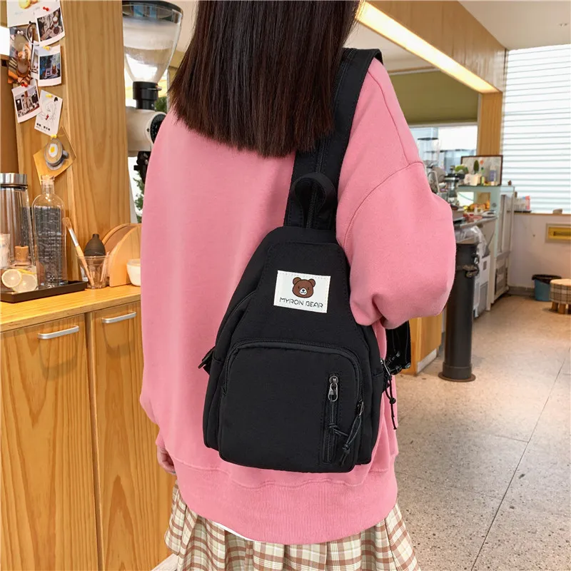 Parker Bear Nylon Backpack Regular Unisex Yellow/Pink/Black/Green/Sky Blue-20