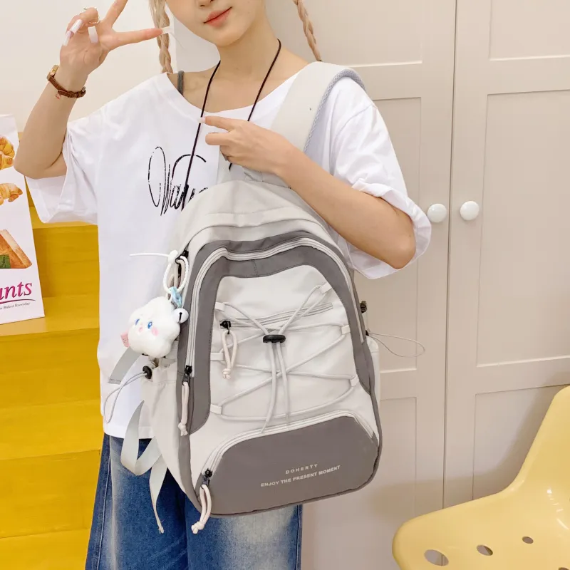 Parker Bear Nylon Fabric Backpack Unisex Multicolor-8
