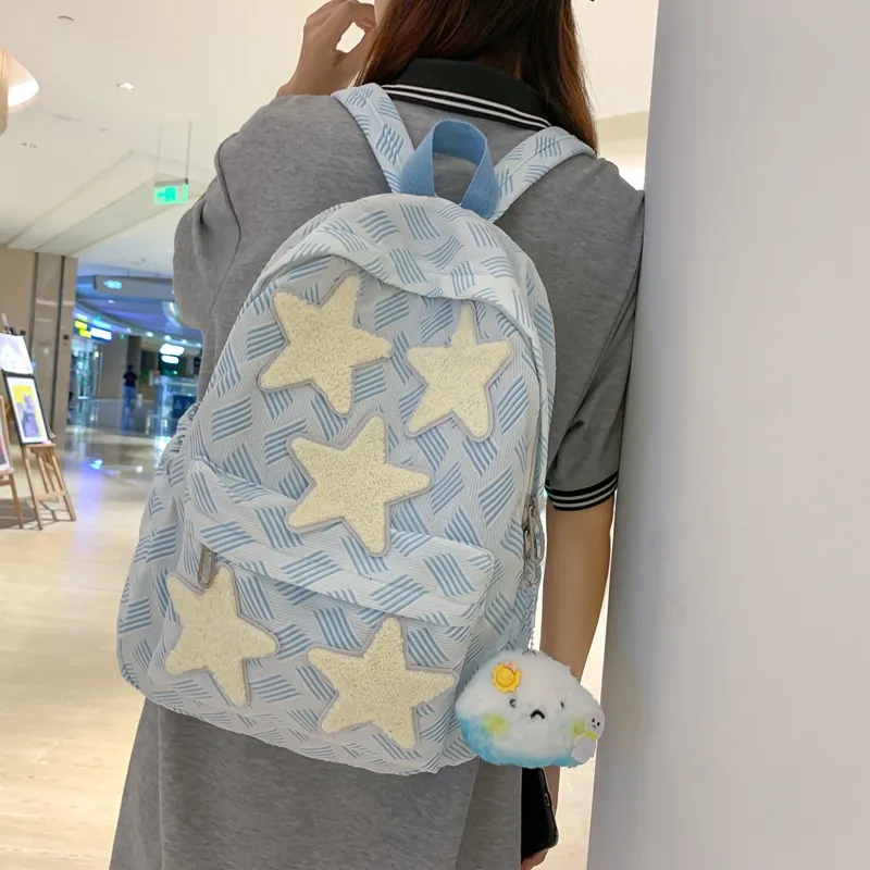 Parker Bear Nylon Backpack Unisex Gray/Blue/Green/Light Pink/Dark Pink-2