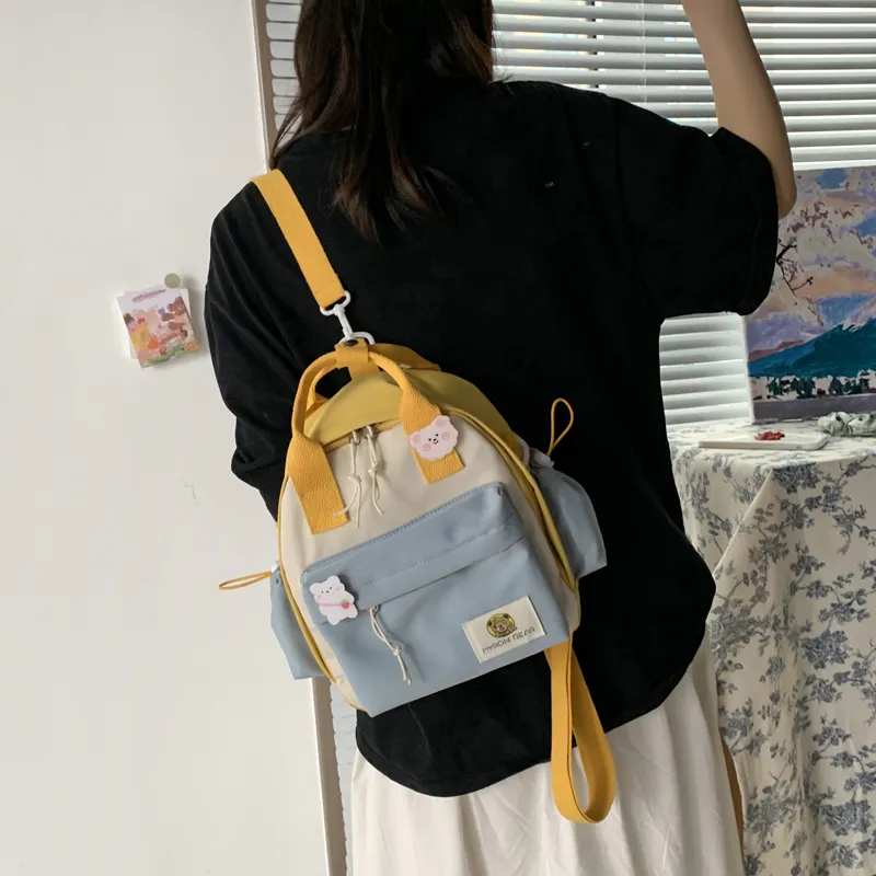 Parker Bear Oxford Backpack Unisex Pink Yellow Blue Black-3