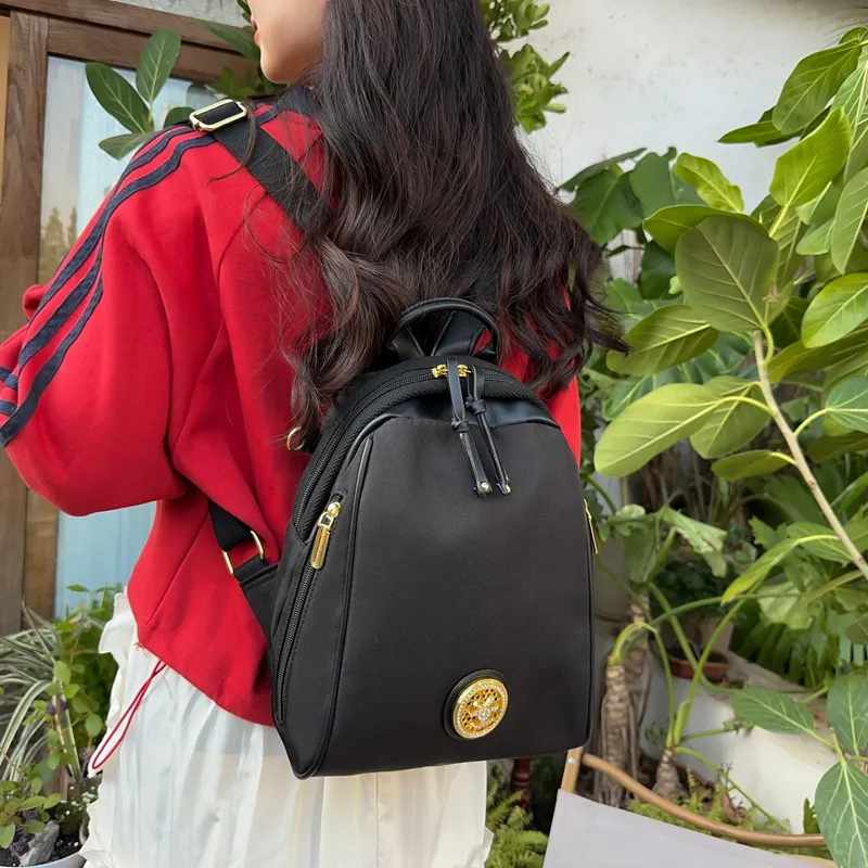 Parker Bear Nylon Spell PU Backpack Unisex Black White Gray Yellow-7