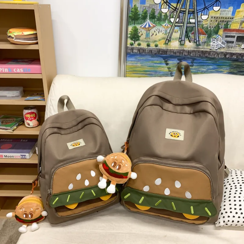Parker Bear Nylon Backpack Unisex White/Yellow/Khaki/Coffee-21