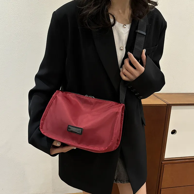 MingLu Nylon Polyester Solid Color Minimalist Style Versatile University Commute Backpack Unisex Couple Unisex-22