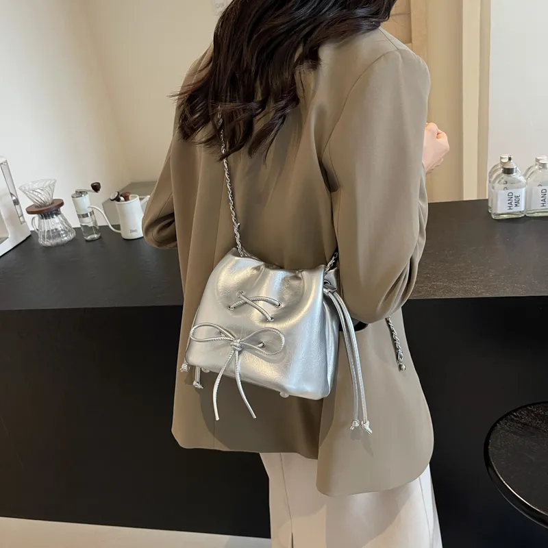 MingLu PU Crossbody Bag Shoulder Bag Women's Black/Ecru/Silver/Red-17