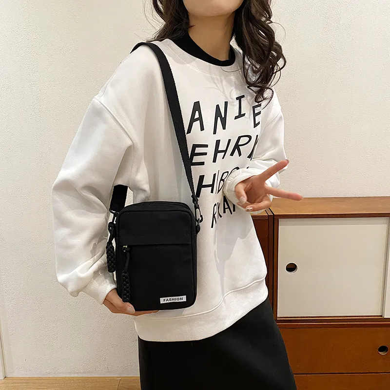 Parker Bear Canvas Canvas Bag Shoulder Bag Crossbody Bag Regular Unisex Black/Blue/Khaki/White-18