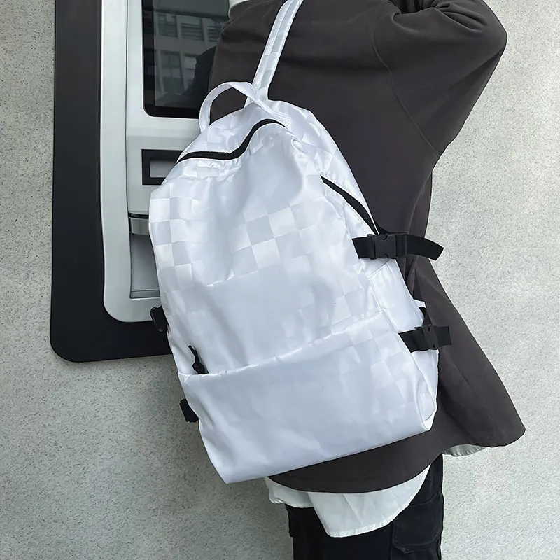 MingLu Nylon Backpack Regular Unisex Black/White-10