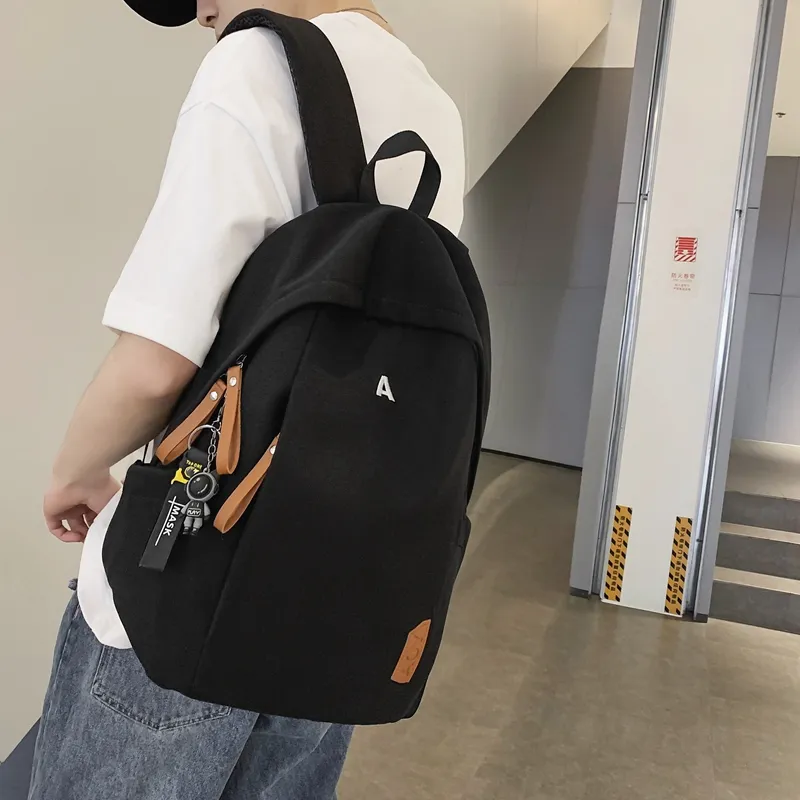 Parker Bear Nylon Backpack Unisex Black/White/Khaki/Blue-2