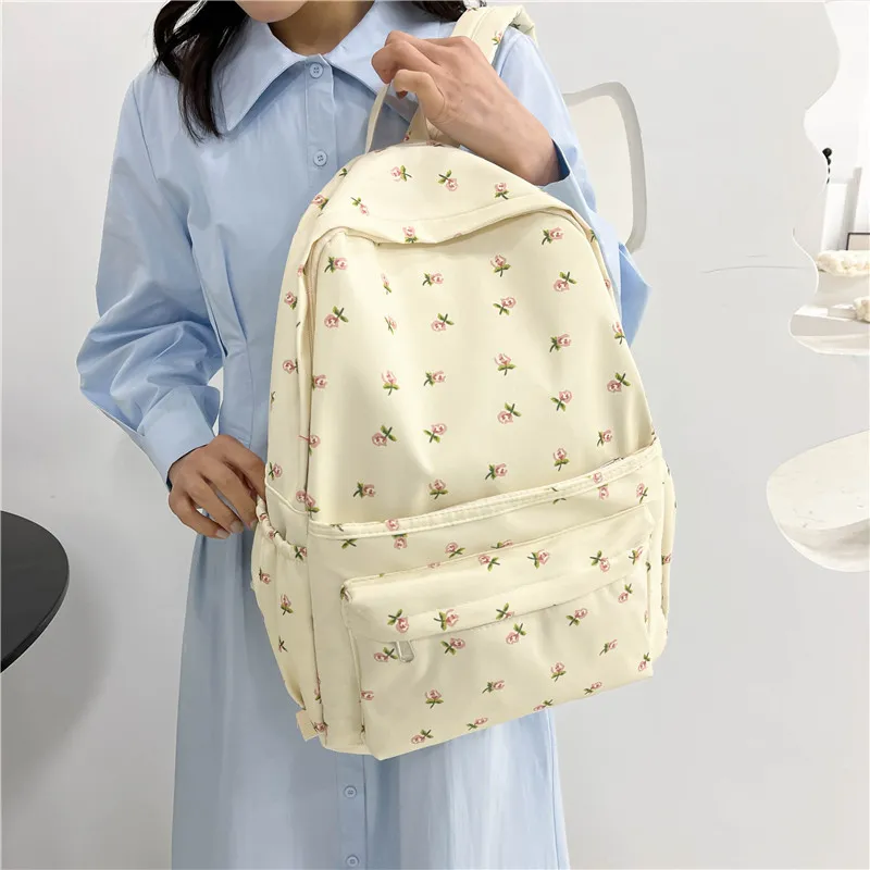 Parker Bear Twill Canvas Backpack Women's Ecru/Pink/Blue-3
