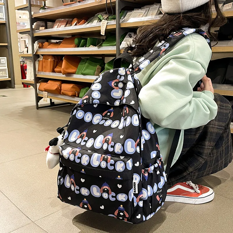 Parker Bear Nylon Backpack Regular Unisex Black White Pink Blue Green-5