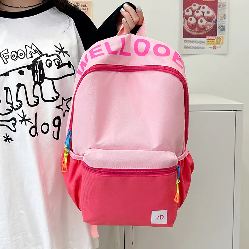 Parker Bear Nylon Backpack Unisex Pink/Gray/Green/Dark Blue-11