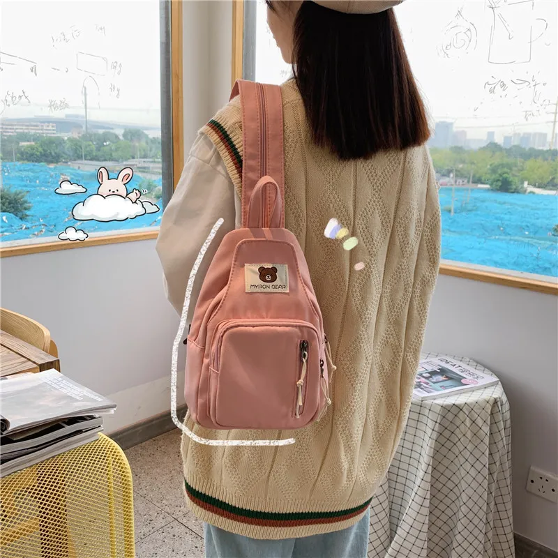 Parker Bear Nylon Backpack Regular Unisex Yellow/Pink/Black/Green/Sky Blue-3