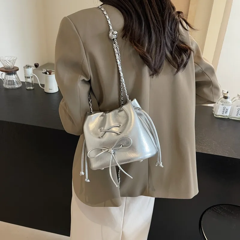 MingLu PU Crossbody Bag Shoulder Bag Women's Black/Ecru/Silver/Red-14
