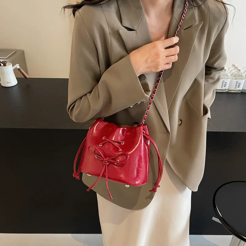 MingLu PU Crossbody Bag Shoulder Bag Women's Black/Ecru/Silver/Red-23