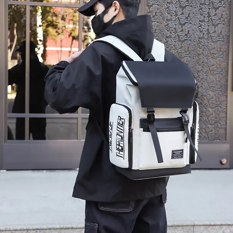 MingLu Oxford Travel Laptop Bag Backpack Regular Unisex Black/Gray-16