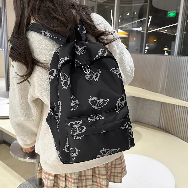 Parker Bear Nylon Backpack Regular Unisex Black/White/Green/Gray-2