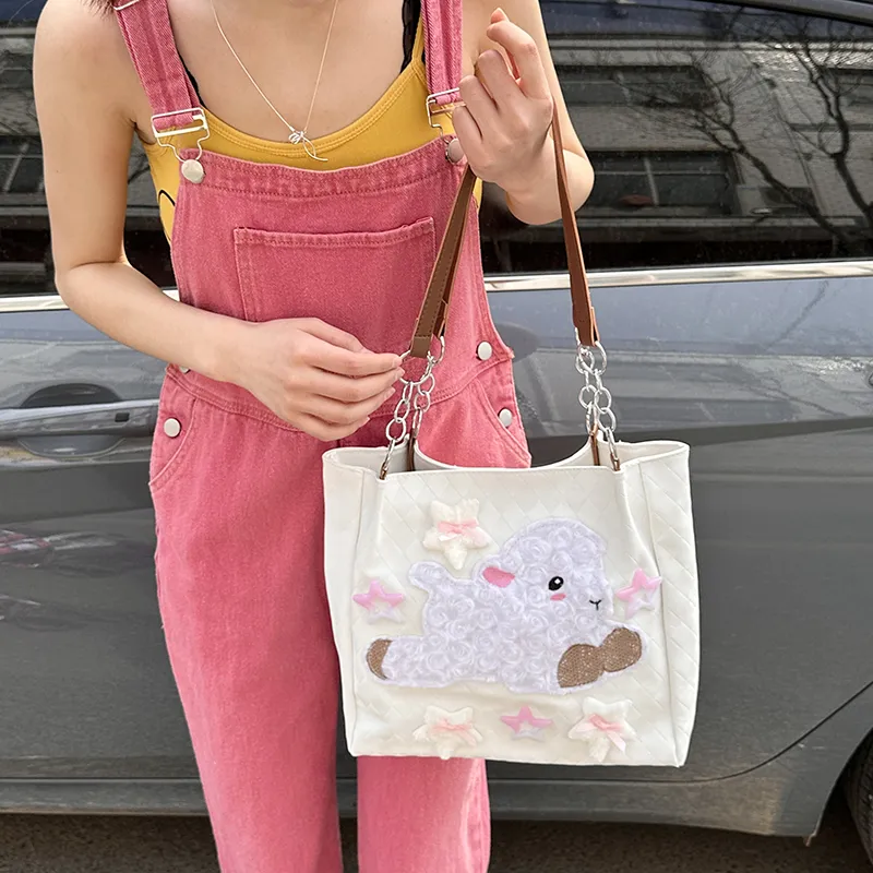 Parker Bear PU Shoulder Bag Unisex White-5