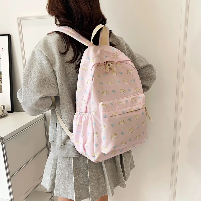 Parker Bear Nylon Backpack Women's Beige Yellow/White/Blue/Pink-21
