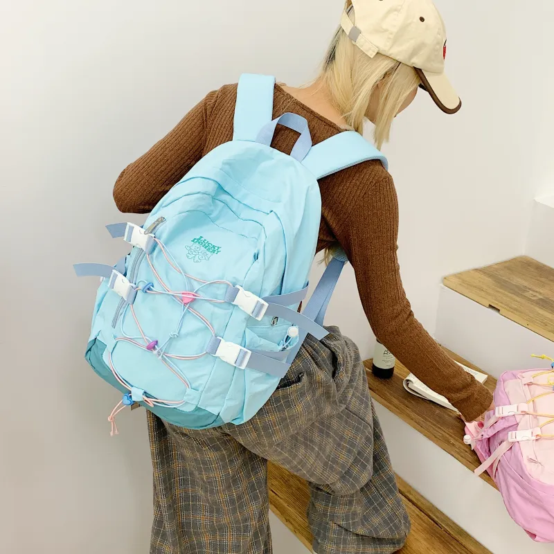 Parker Bear Nylon Fabric Backpack Unisex Multicolor-11