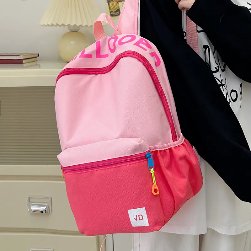 Parker Bear Nylon Backpack Unisex Pink/Gray/Green/Dark Blue-12