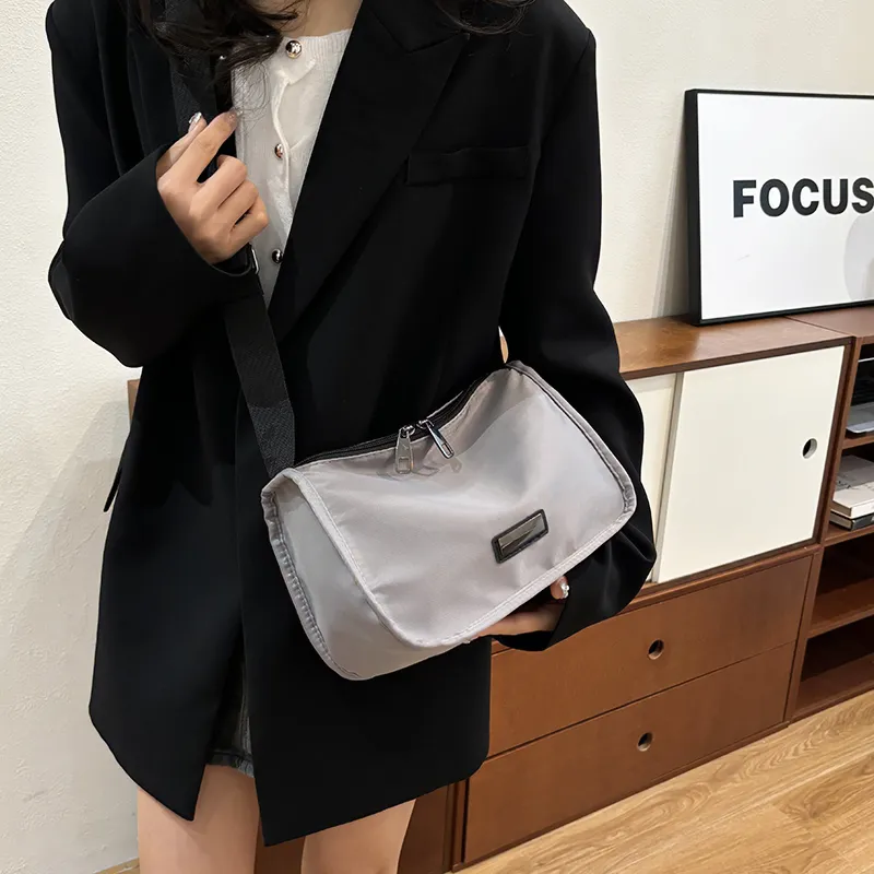 MingLu Nylon Polyester Solid Color Minimalist Style Versatile University Commute Backpack Unisex Couple Unisex-29