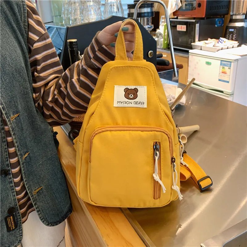 Parker Bear Nylon Backpack Regular Unisex Yellow/Pink/Black/Green/Sky Blue-13