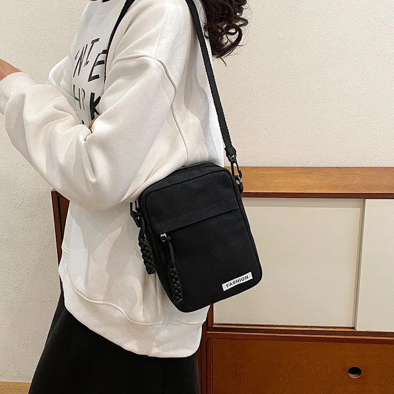 Parker Bear Canvas Canvas Bag Shoulder Bag Crossbody Bag Regular Unisex Black/Blue/Khaki/White-24