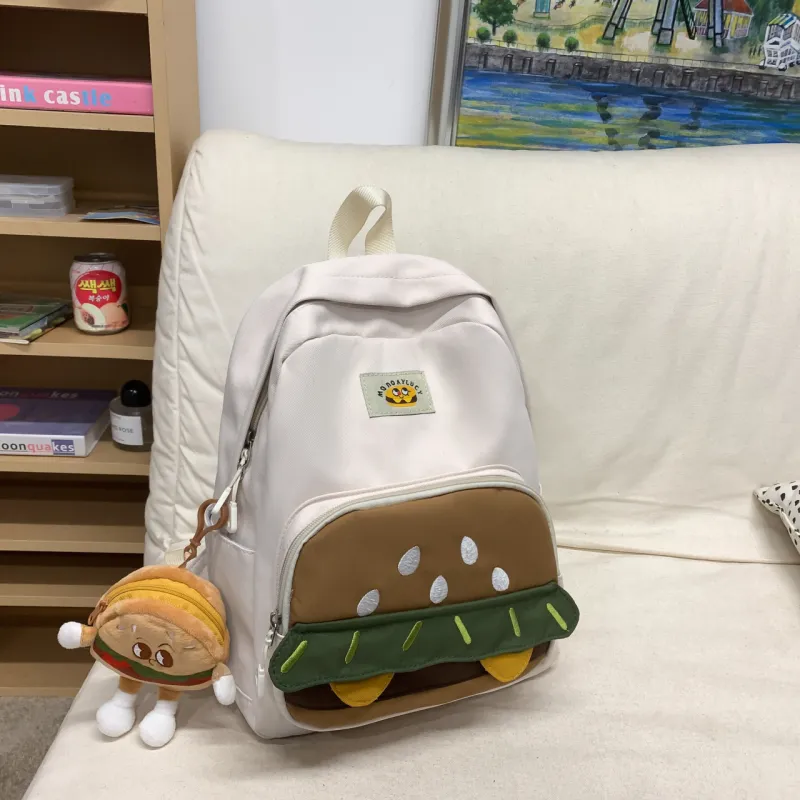 Parker Bear Nylon Backpack Unisex White/Yellow/Khaki/Coffee-4
