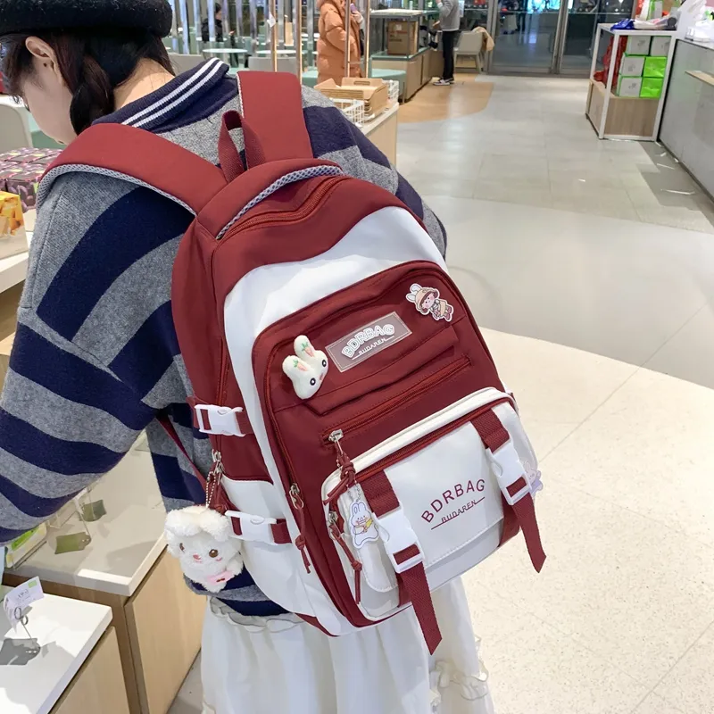 Parker Bear Nylon Backpack Regular Unisex Black/Red/Green/Blue-18