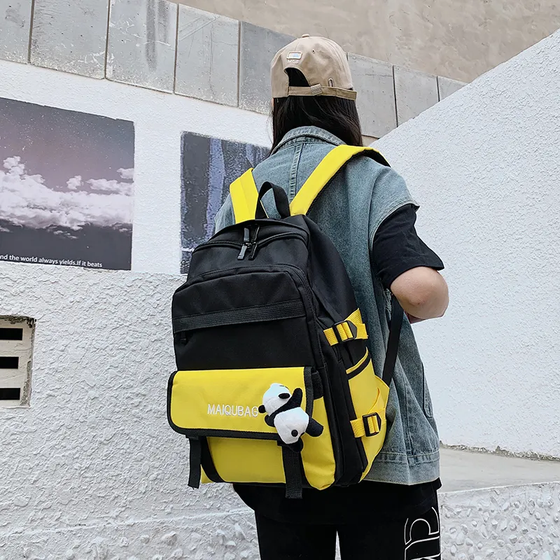 Parker Bear Canvas Backpack Regular Unisex Yellow/Red/Green/Black-2