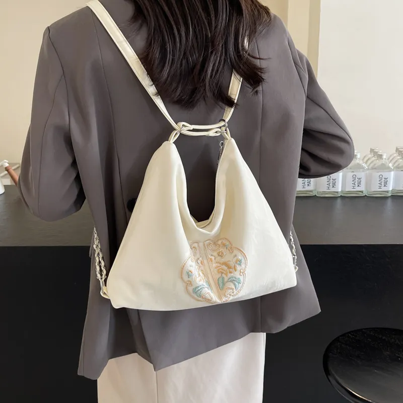 MingLu PU One Shoulder Backpack Handbag Women's Black/Ecru/Silver/Pink-7