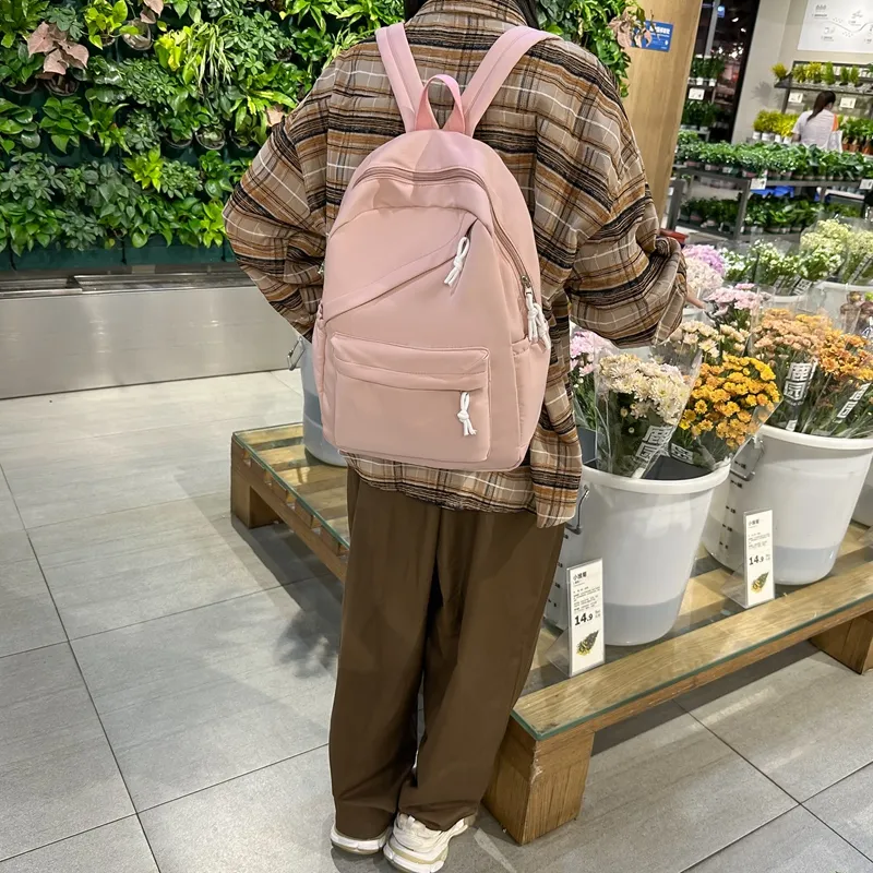 MingLu Nylon Backpack Regular Unisex Yellow/Green/Blue/Purple/Black/White/Blue/Pink-12