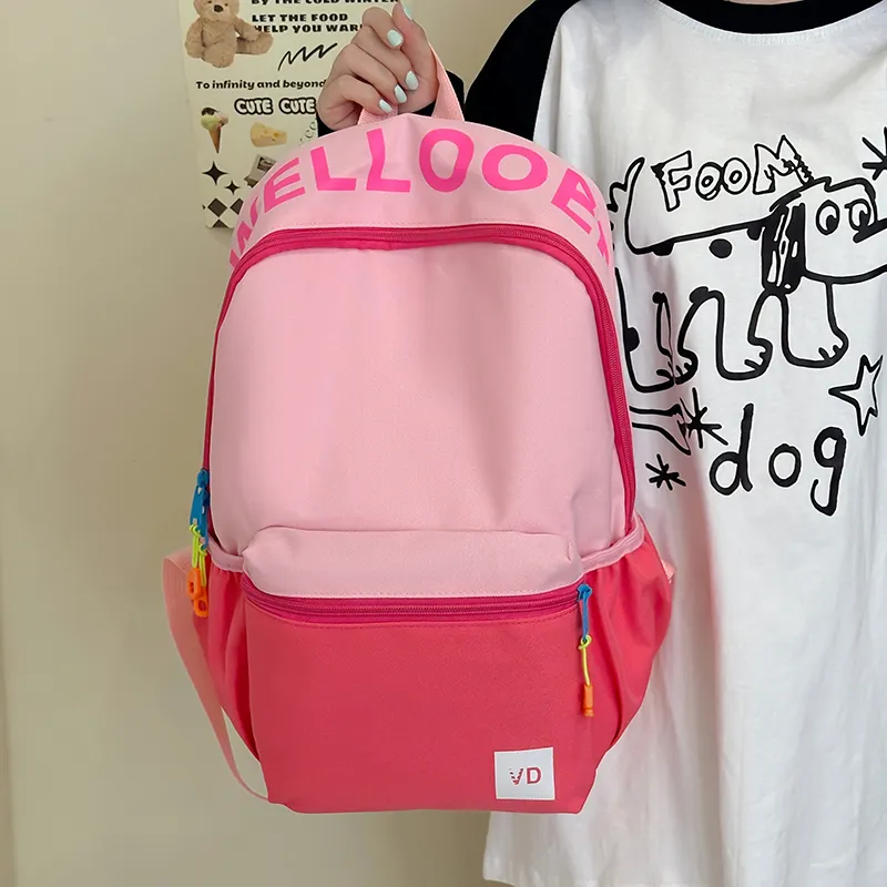 Parker Bear Nylon Backpack Unisex Pink/Gray/Green/Dark Blue-8